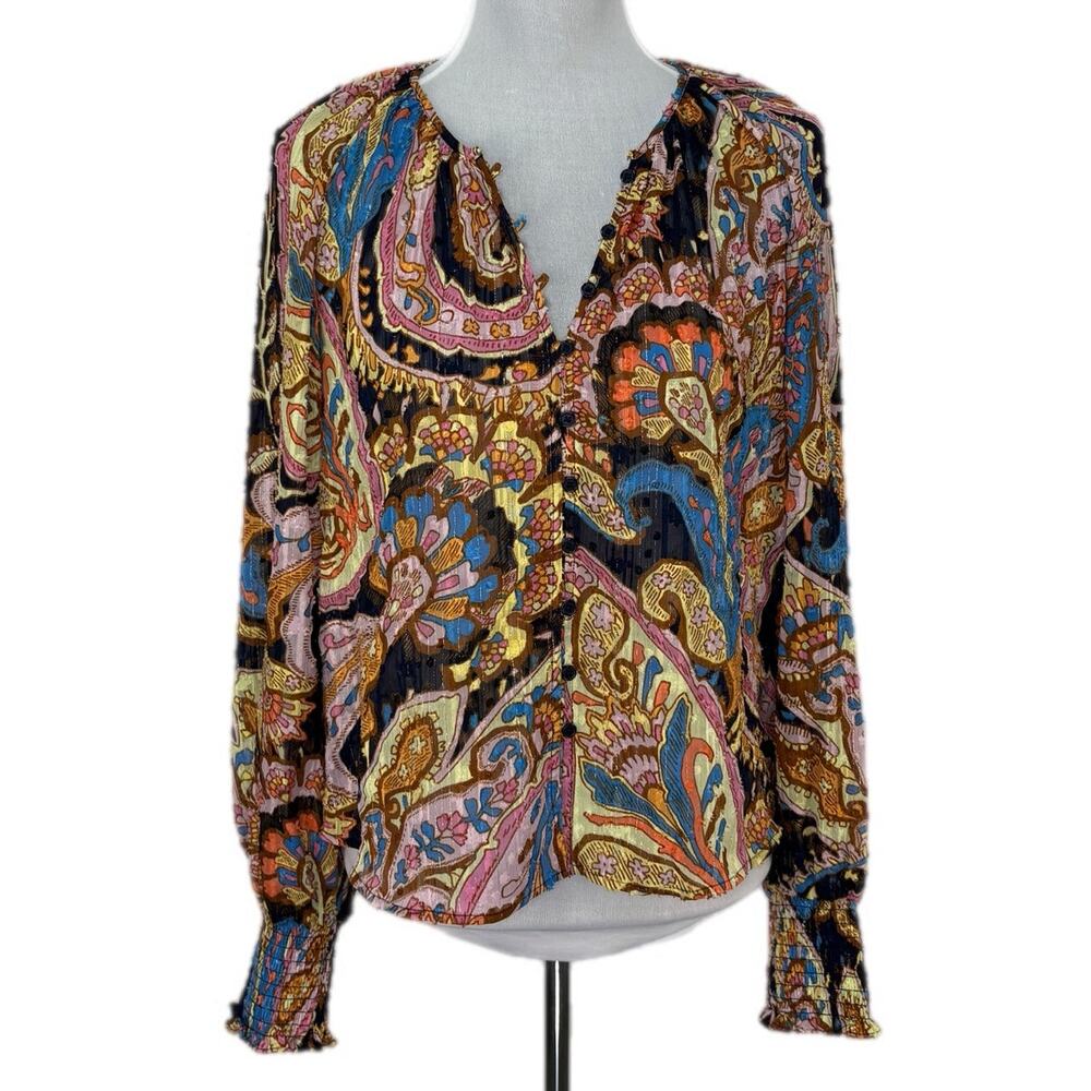 Sanctuary Oversized Boho Sheer Long Sleeve Top - Women's Size XS